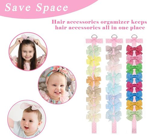 6 قطع حامل على شكل فيونكة رأس للفتيات ومشابك فيونكات الشعر وشماعة منظم للفتيات وإكسسوارات فيونكات الشعر ومنظم للتعليق على الحائط لغرفة الطفل أو ديكورات الحضانة أو السفر (وردي) in Kuwait