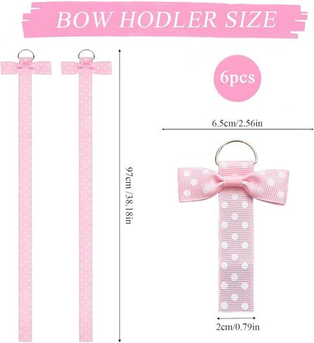 6 قطع حامل على شكل فيونكة رأس للفتيات ومشابك فيونكات الشعر وشماعة منظم للفتيات وإكسسوارات فيونكات الشعر ومنظم للتعليق على الحائط لغرفة الطفل أو ديكورات الحضانة أو السفر (وردي) in Kuwait