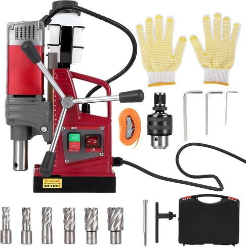 Mag Drill Press, Portable Magnetic Drill Press with 1.57" Boring Diameter, 820 RPM 1450w 2922 Lbf/13000n Power Mag Force Electric Drilling Machine for Industrial Home Improvement Metal Surface in Saudi Arabia
