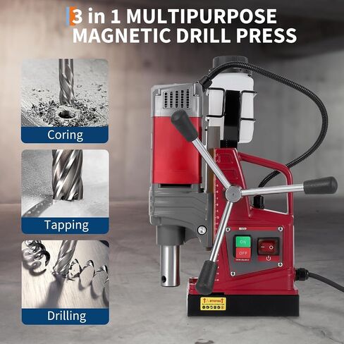 Mag Drill Press, Portable Magnetic Drill Press with 1.57" Boring Diameter, 820 RPM 1450w 2922 Lbf/13000n Power Mag Force Electric Drilling Machine for Industrial Home Improvement Metal Surface in Saudi Arabia