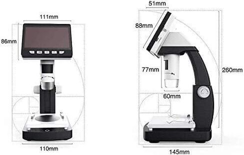 مجهر رقمي بشاشة LCD 4.3 بوصة، 1000X، 1080P HD، 8 مصابيح LED قابلة للتعديل، قابلة للشحن، للبالغين والأطفال in Kuwait