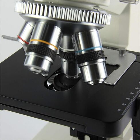 Binocular Biological Microscope 4X-100X Achromatic Lenses, 45° Tilt Head, Double-Layer Stage, Halogen Illumination for School Use in Saudi Arabia
