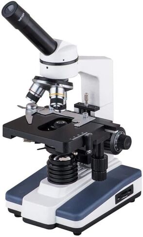 Monocular Biological Microscope with WF10X Eyepiece, 4X-100X Achromatic Objectives, Double-Layer Stage for Lab, School & Jewelry Research in Saudi Arabia