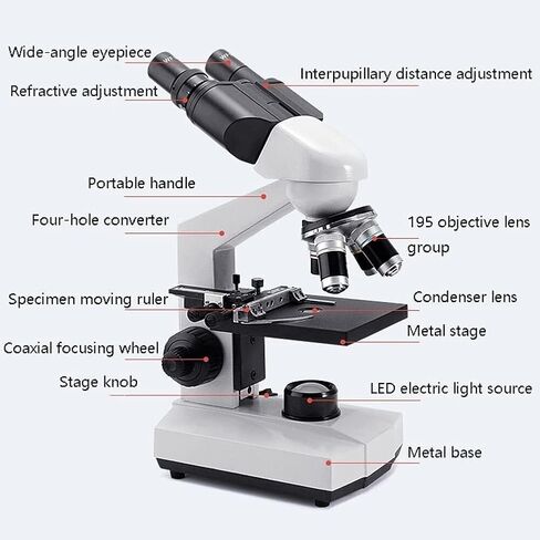 Compound Microscope，40X-2500X Research Class Professional Microscope，Dual LED Lighting ，Microscope for Adults in Saudi Arabia