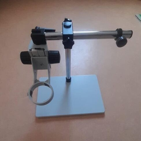 Industrial Microscope Stand for Binocular/Trinocular, 360° Rotating Arm, 76mm Holder, Multi-Axis Adjustable Base, 375x255mm Platform in Saudi Arabia