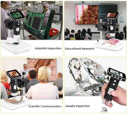 Microscope, LCD Digital Coin 1000x, Magnifier with 8 Adjustable LED Lights, Rechargeable Battery for Electronics, Jewelry, & Insects in Saudi Arabia