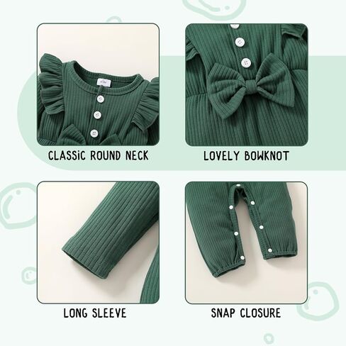 YOUNGER TREE Baby Girl Clothes Newborn Infant Ruffle Romper Long Sleeve Sweater Jumpsuit Hat Socks Toddler Fall Winter Outfit in Saudi Arabia