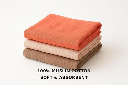 3 Pack Muslin Burp Cloths Large Set 22" by 10" 100% Organic Cotton - Absorbent and Extra Soft Baby Burping Cloth Packaged. in Saudi Arabia
