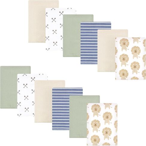 Hudson Baby Unisex Baby Cotton Flannel Burp Cloths 12-Pack Bundle, Cute Whales, One Size in Kuwait