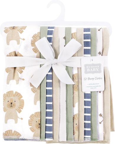 Hudson Baby Unisex Baby Cotton Flannel Burp Cloths 12-Pack Bundle, Cute Whales, One Size in Kuwait