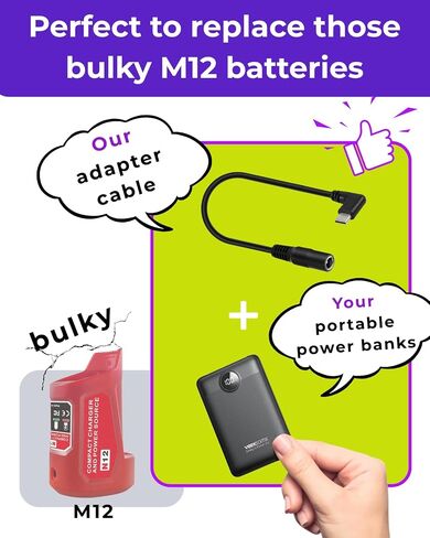 9V Heated Jacket Battery Step-Up Adapter Charger Cable for Heated Jackets,Hoodies,Vests,(Type C to DC4.0/3.5mm) Compatible with Milwaukee M12, Ororo,Venustas,Glaais,Makita, Soljikye in Saudi Arabia