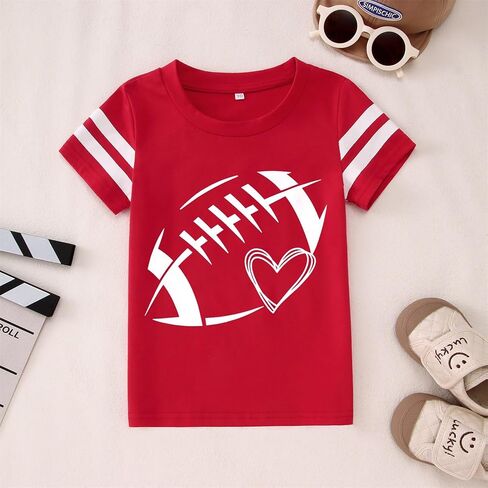 Ritatte Toddler Girl Boy Football Shirt Game Day Short Sleeve T-Shirt Kids Funny Graphic Football Fans Gifts Tees Tops in Saudi Arabia