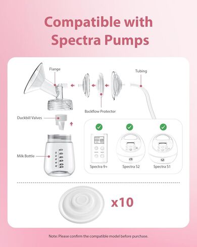 أجزاء مضخة الثدي متوافقة مع Spectra S1 S2 9 Plus Synergy Gold Incl 4 Count Backflow Protector غير الأصلي Spectra S1 S2 استبدال أجزاء المضخة in Kuwait