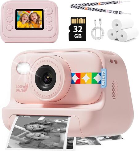 Instant Print Camera for Kids with 5 Color Print Paper, 48MP Photo 1080P Video, 21 Fun Frames, 32GB Card, Birthday for Girls Boys Age 3 4 5 6 7 8 9 10 11 12 Years Old Purple in Kuwait