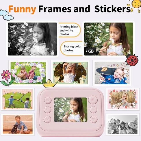 Instant Print Camera for Kids with 5 Color Print Paper, 48MP Photo 1080P Video, 21 Fun Frames, 32GB Card, Birthday for Girls Boys Age 3 4 5 6 7 8 9 10 11 12 Years Old Purple in Kuwait