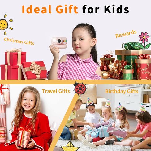 Instant Print Camera for Kids with 5 Color Print Paper, 48MP Photo 1080P Video, 21 Fun Frames, 32GB Card, Birthday for Girls Boys Age 3 4 5 6 7 8 9 10 11 12 Years Old Purple in Kuwait