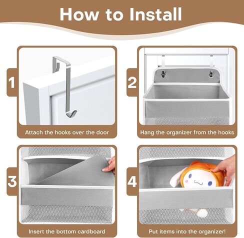 منظم مساحة على الباب، 4 جيوب كبيرة للتخزين بسعة 40 رطل، موفر للمساحة لغرفة الأطفال والحمام وغرفة النوم والخزانة - منظم مستلزمات الأطفال وأدوات الزينة (وردي) in Kuwait