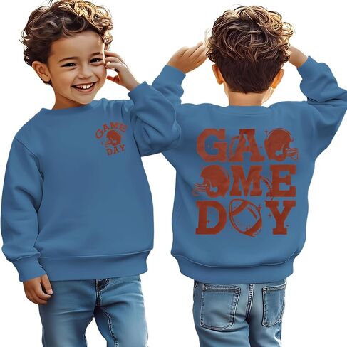 BOUTIKOME Football Game Day Sweatshirt Toddler Baby Girl Boy Football Pullover Long Sleeve Shirt Kid Sport Tops Fans Outfits in Saudi Arabia