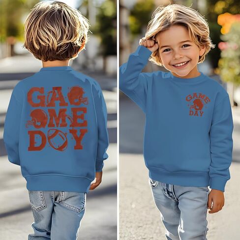 BOUTIKOME Football Game Day Sweatshirt Toddler Baby Girl Boy Football Pullover Long Sleeve Shirt Kid Sport Tops Fans Outfits in Saudi Arabia
