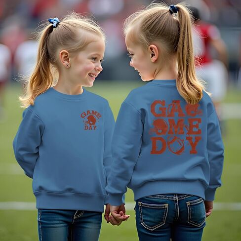 BOUTIKOME Football Game Day Sweatshirt Toddler Baby Girl Boy Football Pullover Long Sleeve Shirt Kid Sport Tops Fans Outfits in Saudi Arabia