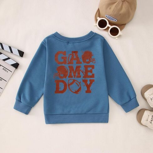BOUTIKOME Football Game Day Sweatshirt Toddler Baby Girl Boy Football Pullover Long Sleeve Shirt Kid Sport Tops Fans Outfits in Saudi Arabia