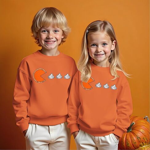 SOFEON Thanksgiving Sweatshirt Toddler Girls Boys Pumpkin Pie Whipped Cream Long Sleeve Shirts Funny Thankful Pullover Tops in Saudi Arabia