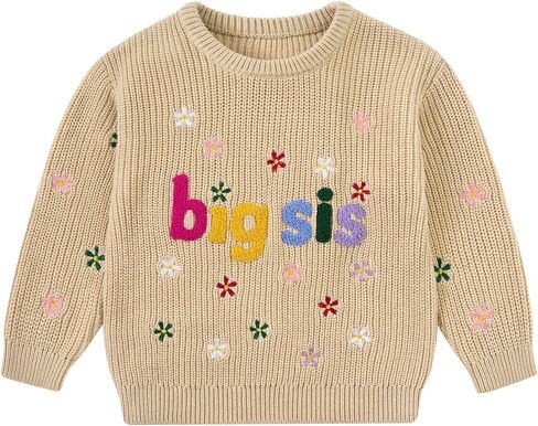 UNICOMIDEA سترة الأخت الكبرى طفلة متماسكة الأخت الصغيرة البلوز Crewneck ملابس الخريف الشتاء ل 9M-4Y in Kuwait