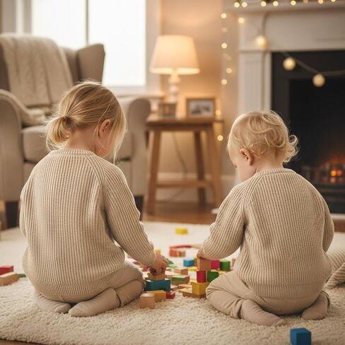 UNICOMIDEA سترة الأخت الكبرى طفلة متماسكة الأخت الصغيرة البلوز Crewneck ملابس الخريف الشتاء ل 9M-4Y in Kuwait