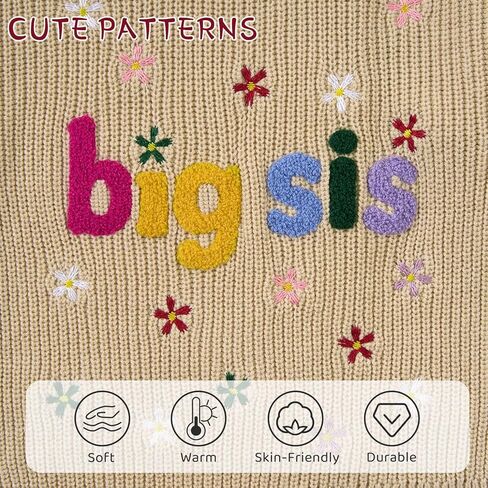 UNICOMIDEA سترة الأخت الكبرى طفلة متماسكة الأخت الصغيرة البلوز Crewneck ملابس الخريف الشتاء ل 9M-4Y in Kuwait