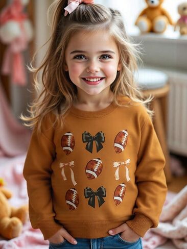 Toddler Baby Girl Football Outfit Long Sleeve Fall Sweatshirt Game Day Clothes in Saudi Arabia