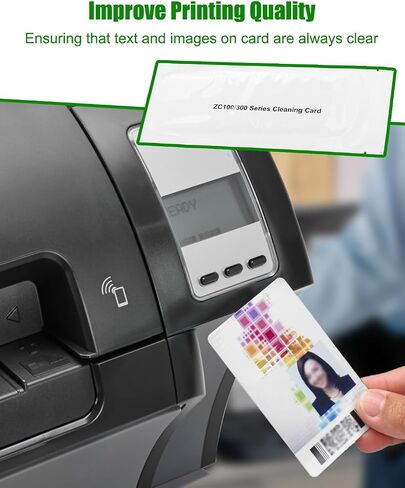 Cleaning Card Kit Fit for Zebra ZC Series ZC100 ZC150 ZC300 ZC350 ID Card Printers Daily Cleaning and Maintenance, Replace 105999-311 105999311, 5Pcs in Saudi Arabia