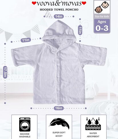 Voova & Movas Toddler Poncho Tafel with Bear Ear ، 0-3years | 100 ٪ القطن ، فائق النوفة والامتصاص | لطيف للبشرة الحساسة ، حمام ، حمام سباحة وشاطئ رداء مقنع | حديثي الولادة (الوردي) in Kuwait