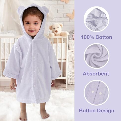Voova & Movas Toddler Poncho Tafel with Bear Ear ، 0-3years | 100 ٪ القطن ، فائق النوفة والامتصاص | لطيف للبشرة الحساسة ، حمام ، حمام سباحة وشاطئ رداء مقنع | حديثي الولادة (الوردي) in Kuwait