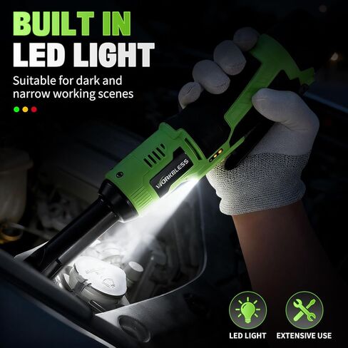 3/8" Electric Ratchet Wrench Set, 12V Cordless Ratchet, Power Socket Wrench Set with Variable Speed, 6 Sockets, LED Light, 1/4" Adapter, 1/2" Adapter, 2 x 2.0Ah Battery in Saudi Arabia