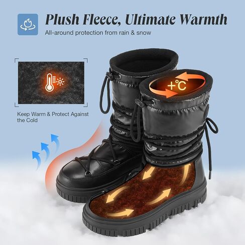 HISEA Snow Boots for Women Waterproof, Warm Fleece Lined Rain Boots for Winter Ski Cold Weather in Saudi Arabia