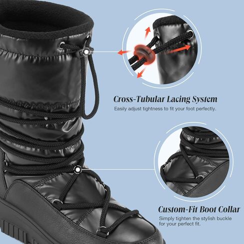 HISEA Snow Boots for Women Waterproof, Warm Fleece Lined Rain Boots for Winter Ski Cold Weather in Saudi Arabia
