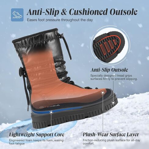 HISEA Snow Boots for Women Waterproof, Warm Fleece Lined Rain Boots for Winter Ski Cold Weather in Saudi Arabia