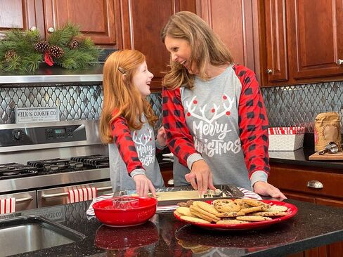 IFFEI Matching Family Pajamas Sets Christmas PJ's with Letter and Plaid Printed Long Sleeve Tee and Bottom Loungewear in Kuwait
