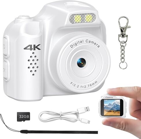 Generic كاميرا صغيرة 4K HD مسجل فيديو - كاميرا فيديو رقمية على شكل سلسلة مفاتيح مع بطاقة 32 جيجابايت، شاشة HD 1.54 بوصة، عمر بطارية طويل، كاميرا صغيرة محمولة للغاية للسفر/مدونة الفيديو/اللقطات الليلية (أسود) in Kuwait