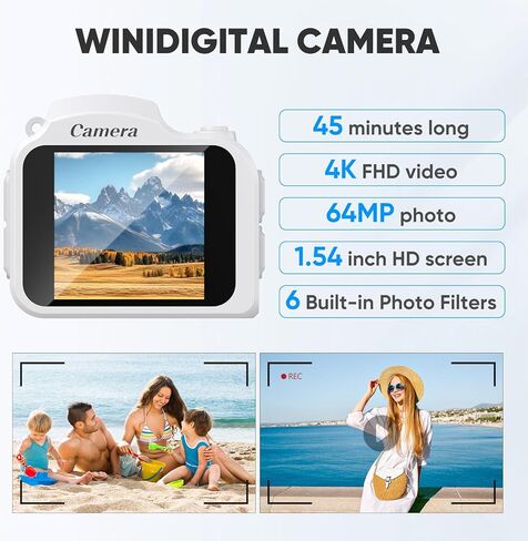 Generic كاميرا صغيرة 4K HD مسجل فيديو - كاميرا فيديو رقمية على شكل سلسلة مفاتيح مع بطاقة 32 جيجابايت، شاشة HD 1.54 بوصة، عمر بطارية طويل، كاميرا صغيرة محمولة للغاية للسفر/مدونة الفيديو/اللقطات الليلية (أسود) in Kuwait