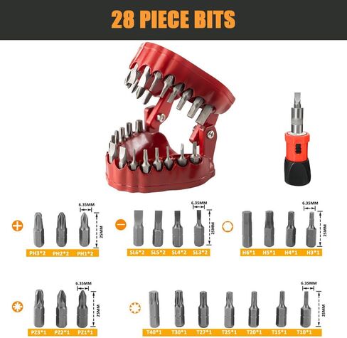 Denture Drill Bit Holder, Dentist Gag gift, 3D Sculptured Tabletop decoration, 1/4 "hex screwdriver, 2-in-1 screwdriver and tabletop gadget, magnetic gum with 28PCS Bits in Saudi Arabia