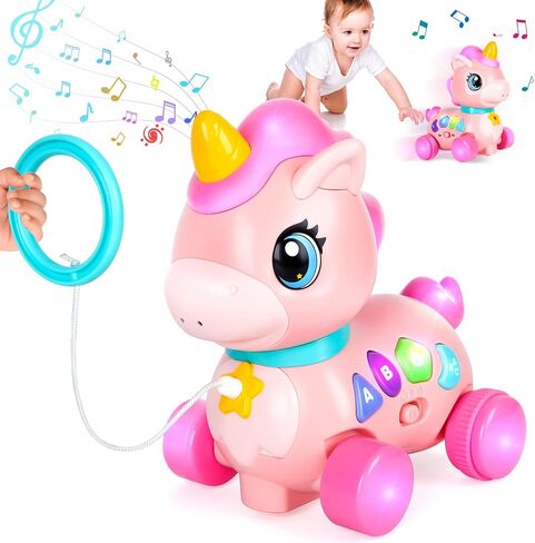 Baby Unicorn Toy 6-12-18 Months with Music & Lights Explore Bilingual Educational For Toddler Sensory Development Learning Walking Moving Crawling Tummy Time Toys Christmas Birthday Gifts for Infants in Saudi Arabia