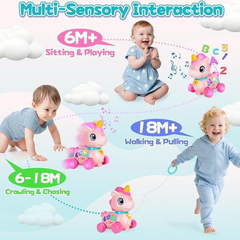 Baby Unicorn Toy 6-12-18 Months with Music & Lights Explore Bilingual Educational For Toddler Sensory Development Learning Walking Moving Crawling Tummy Time Toys Christmas Birthday Gifts for Infants in Saudi Arabia