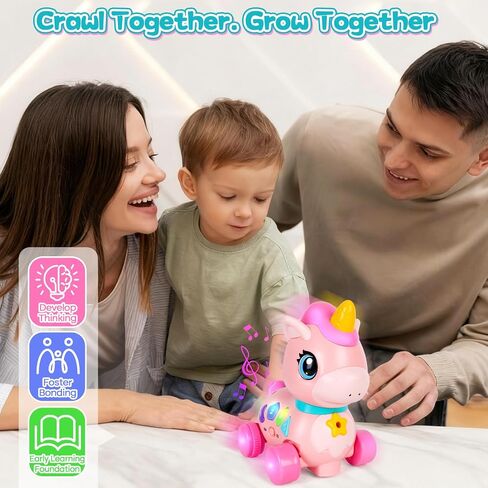 Baby Unicorn Toy 6-12-18 Months with Music & Lights Explore Bilingual Educational For Toddler Sensory Development Learning Walking Moving Crawling Tummy Time Toys Christmas Birthday Gifts for Infants in Saudi Arabia
