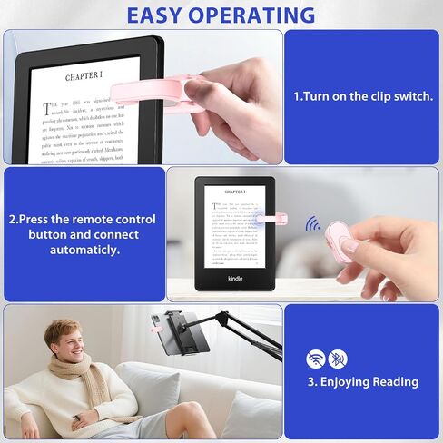 Upgraded Remote Control Page Turner Ring for Kindle Paperwhite Oasis Scribe Kobo eReaders, Case-Friendly Page Turner Clicker for iPad Tablets Reading Novels with Storage Hard Case in Kuwait
