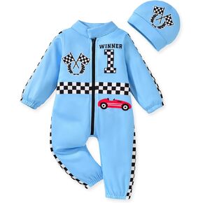 0-24 Months Baby Boy Romper Race Car Outfit Infant Long Sleeves Zipper Jumpsuit in Saudi Arabia