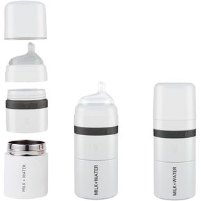 MILK & WATER All in One Baby Bottle & Baby Formula Dispenser On The Go, 9oz - Keeps Water Warm & Formula Fresh - Baby Formula Mixing Bottle with Anti Colic Nipple - Leak-Proof - 6+ Months (White) in Saudi Arabia