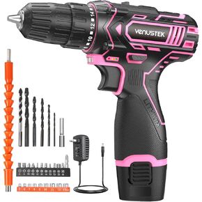 Cordless Drill Set, 12V Power Drill with 2.0Ah Battery and 2-Speed, 30Nm Torque, 25+1 Clutch Settings, 3/8" Keyless Chuck, Yellow Electric Drill for Home DIY, Wood, Metal, Plastic Drilling in Saudi Arabia