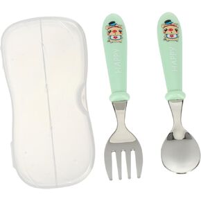 1Set Portable Cutlery Set Stainless Steel Spoon Fork for Cartoon Design with Storage Box Easy to Clean Tableware for Boys in Saudi Arabia