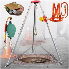 Heavy-Duty Confined Space Rescue Tripod Kit with Winch, Self-Lock Device & Fall Protection for Safety, Emergency Operations, Industrial Use, Durable Rescue Equi(1200 Lbs) in Kuwait